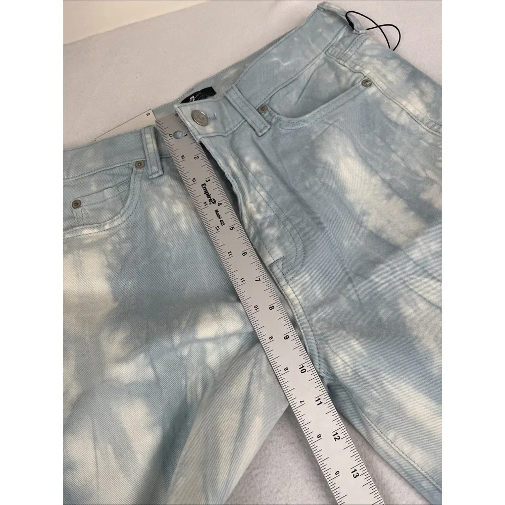 7 For All Mankind High Waisted Cropped Straight Jeans Tie Dye Blue 29 7U305495